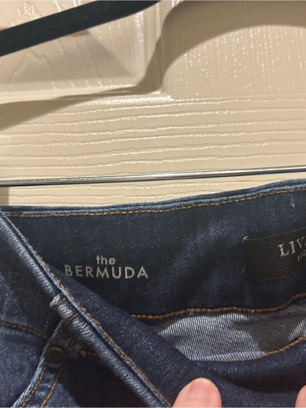 Liverpool Dark Blue Denim Bermuda Shorts with Rolled Hem Pull-on Stretchy - Picture 4 of 7